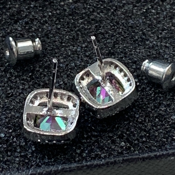 Mystic Princess Cut Topaz Gemstone Earrings - Picture 5 of 8